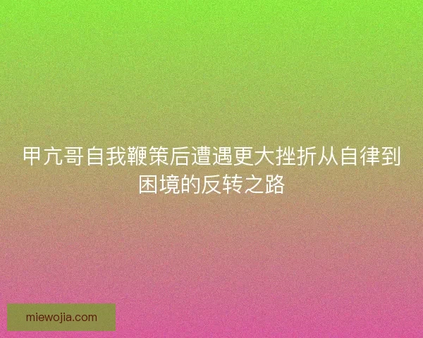 甲亢哥自我鞭策后遭遇更大挫折从自律到困境的反转之路