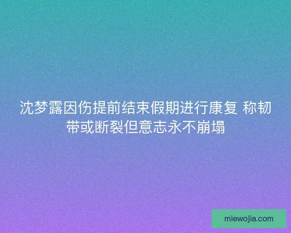 沈梦露因伤提前结束假期进行康复 称韧带或断裂但意志永不崩塌 沈梦露因伤提前结束假期进行康复 称韧带或断裂但意志永不崩塌