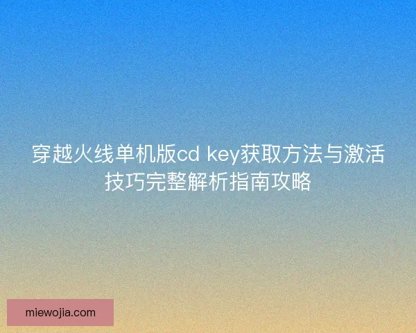 穿越火线单机版cd key获取方法与激活技巧完整解析指南攻略